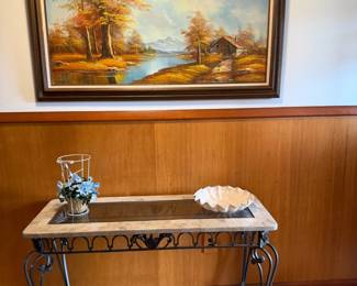 entry table, wall art