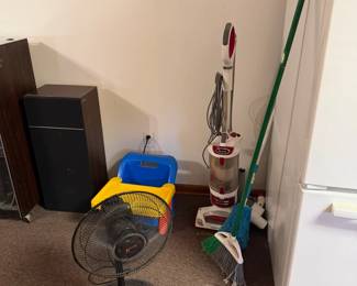 Shark vacuum, fan, child chair