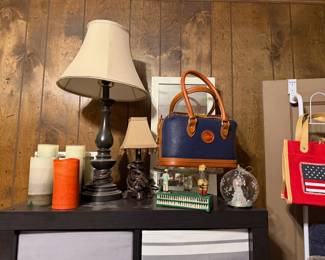 purses, lamps, candles