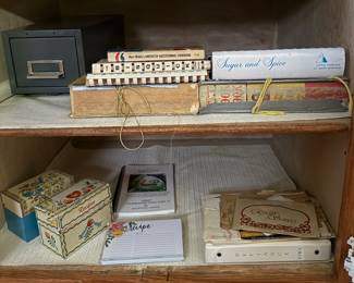 VTG Cookbooks and file cabinet with hundreds of recipe cards