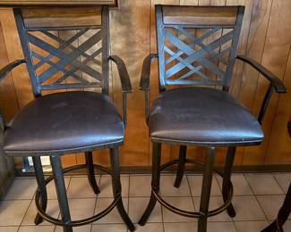 Heavy Wrought Iron Barstools, Swivel