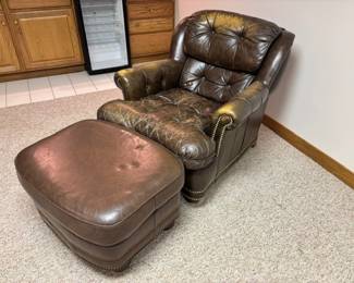 Leather Chair and Ottoman