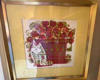 Weidman Cat & Flowers Litho