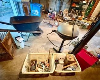 Outdoor Grill & Wheelbarrow