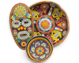 Huichol Beaded Masks  Bowls