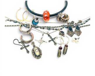 Sterling Silver Necklaces, Earrings,  Bracelets  Including Pandora 60g Total