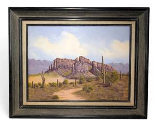 Framed Southwestern Desert Landscape Painting