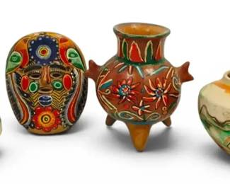 MidCentury Mexican Folk Art Pottery  NemadjiStyle Marbled Vases
