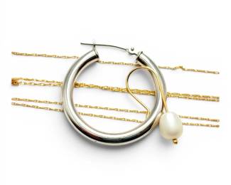 Scrap 14k Gold Including Single Earrings  Broken Dainty Chain 1.54g Total