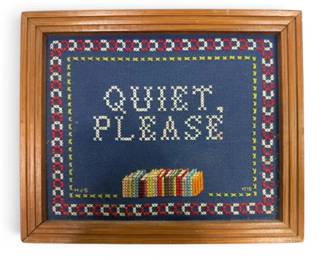 Framed Quiet, Please Library CrossStitch