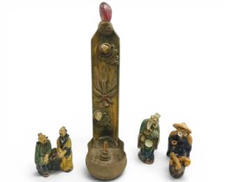 Chinese Mudmen Figurines  Incense Burner