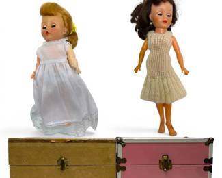 Vintage Dolls, Suitcases,  Accessories