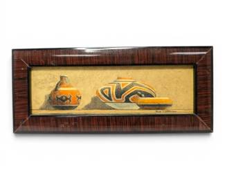 Miniature Painting of Native American Pottery by Thomas Waddelow