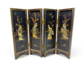 Vintage Asian Style 4Panel Folding Screen