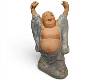 Crackle Glaze Happy Buddha Statue