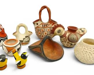 Native American  South American Pottery Birds, Vessels  More