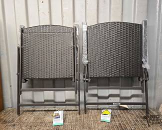 7024  2 Folding Wicker Chairs