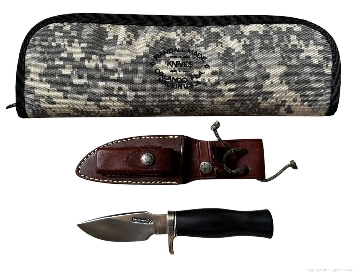 Randall Made Knives Model 11 4 Alaskan Skinner Fixed Blade Knife with Sheath Sharpening Stone and Zippered Case
