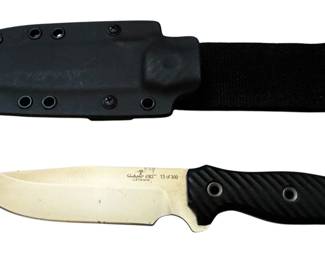 Swamp Rat Custom Shop Ratmandu LE Numbered 13 300 5 pt25 inch Fixed Blade Knife in Black Mashed Cat Kydex Sheath