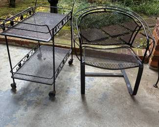 Wrought Iron Tea Cart and side chair