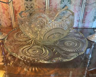 LE Smith cut glass punch bowl