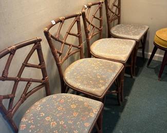 Vintage Hollywood Regency-style faux bamboo chairs