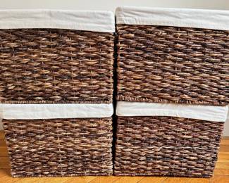 4 Square Wicker Storage Boxes With Canvas Liners Lot #: 79