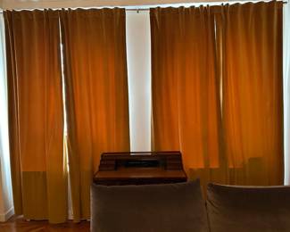  Set 4 Velvet Blackout Drapes With Gold Tone Curtian Rod, Golden Ochre Color Lot #: 53