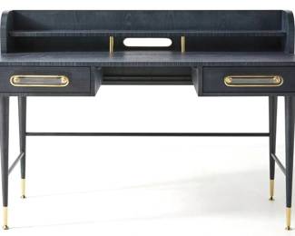 Anthroplogie Odetta Office Desk In Navy With Gold Hardware Lot #: 29