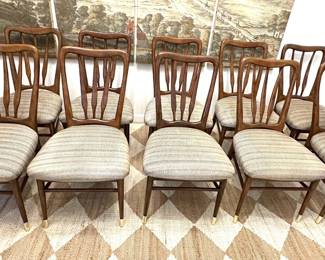 Set 6 Anthropologie Haverhill Birch Wood Dining Chairs With Crypton Fabric Lot #: 2 & 3