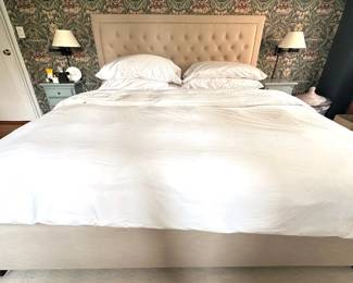 King Size Bed With Upholstered Tufted Headboard With Bedding Lot #: 22
