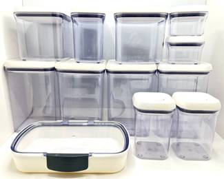 Set 12 Oxo Plastic Kitchen Canisters From The Container Store Lot #: 92