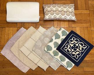 John Robshaw Pillow, Tempur-Pedic Pillow & 6 Throw Pillow Cases, Mostly From Refined Pillows On Etsy Lot #: 105