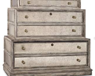  Hooker Furniture Antique Mirrored Lateral File Cabinet With Keys, Purchased In 2021 For $1,662 (See Receipt) Lot #: 8