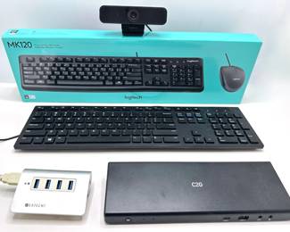 New In Box Logitech Keyboard & Mouse Set, Webcam, Dell Keyboard & 2 USB Docking Stations Lot #: 101