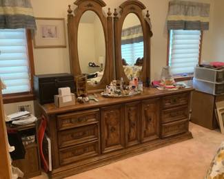 Large mid century and double mirror dresser