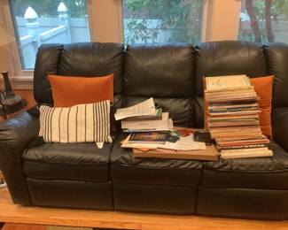 Leather sofa and Music books