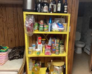 Items and metal shelf