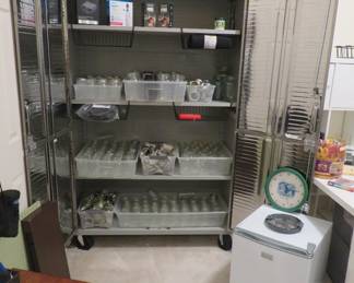 Metal storage cabinets, canning jars