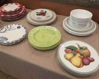 Corelle Brown Woodland dishes, Fitz & Floyd Belle Classique plates