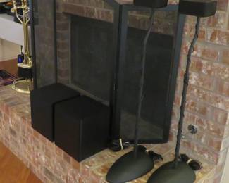 Fireplace tools, speakers