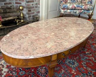 037 marbletopovalcoffeetablewithdrawer