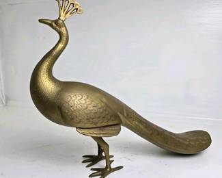 069 goldtonedmetalpeacockfigurine