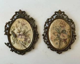 258 pairornateovalfloralwallplaques