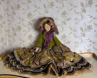 201 vintageclothdollwithperioddressand