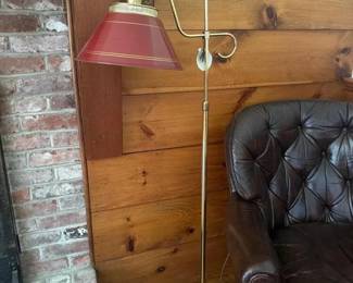 212 brassfloorlampwithredmetalshade