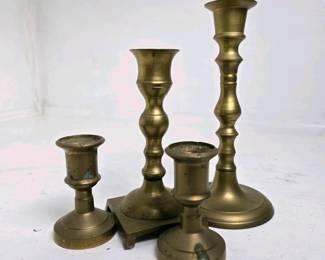 072 fourbrasstonedmetalcandlesticks
