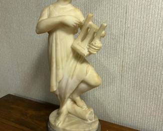 095 alabasterfigureofwomanwithlyre