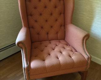 168 upholsteredwingbackarmchairwithnailh