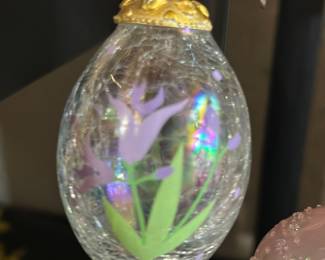 Vintage Russ Berrie clear crackle egg hand-painted